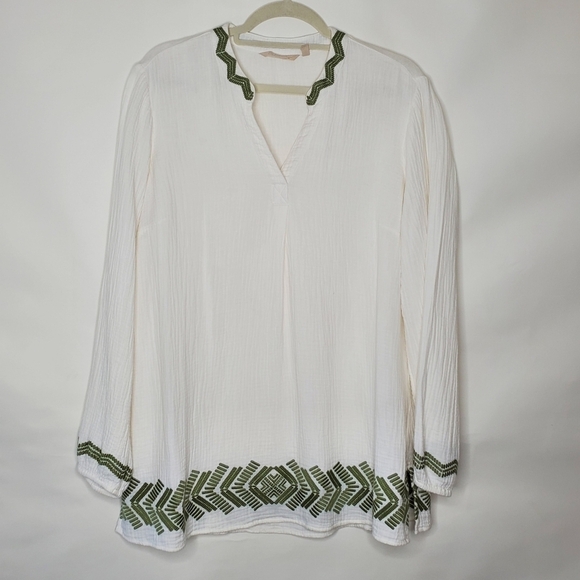 Soft Surroundings Gauzy Embroidered Tunic Size L White Pullover Top Boho Spring - Picture 12 of 12